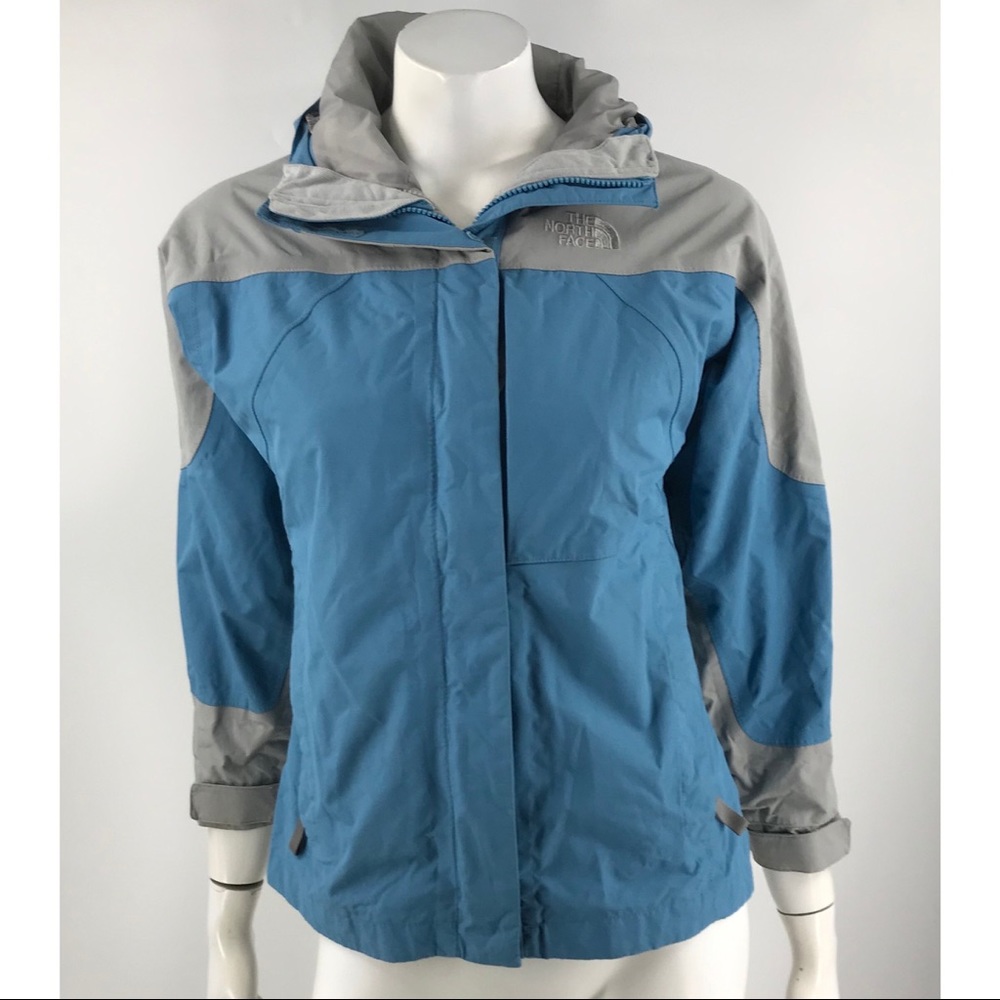 North Face HyVent Blue & Gray Girl’s Jacket - Picture 1 of 7
